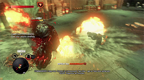 Do not try to attack Juggernaut in a standard way with the rocket launcher, because he can block such attacks with his shields - [Main mission 7] Feeding Time | Main missions - Main missions - Prototype 2 Game Guide