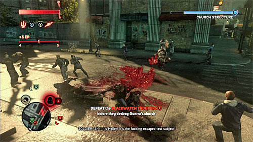 Try to get to the churchs entrance as fast as possible, using sprint and glide options - [Main mission 9] Salvation | Main missions - Main missions - Prototype 2 Game Guide