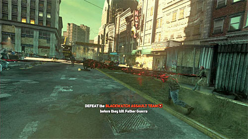 Finally you can deal with Blackwatch soldiers, stationing near the church entrance, but if youve destroyed helicopters earlier, there will be not many of them now - [Main mission 9] Salvation | Main missions - Main missions - Prototype 2 Game Guide