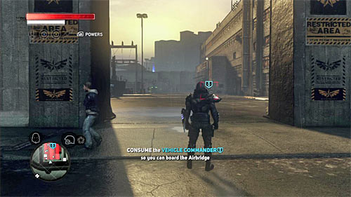 The person youre looking for patrols one of the bases in the north of the yellow zone and its approximate location is [250, 965] - [Main mission 13] The Airbridge | Main missions - Main missions - Prototype 2 Game Guide