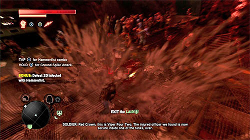 Before leaving the lair, I recommend testing hammerfist, according to the game suggestion, especially that there is a bonus objective connected with that - [Main mission 17] A Nest of Vipers | Main missions - Main missions - Prototype 2 Game Guide