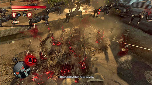 After leaving the lair, youll have to test yet another attack connected with hammerfist, which can be activated only while in the air - [Main mission 17] A Nest of Vipers | Main missions - Main missions - Prototype 2 Game Guide