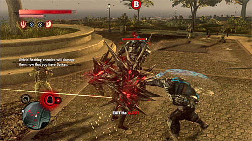 If you want, you can spend some moments to test newly unlocked, upgraded shield, because super soldiers should appear in the area - [Main mission 17] A Nest of Vipers | Main missions - Main missions - Prototype 2 Game Guide