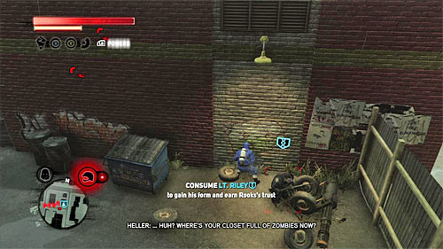 Ignore all enemies and all vehicles in the area and focus only on getting lieutenant Riley - [Main mission 18] Taking the Castle | Main missions - Main missions - Prototype 2 Game Guide