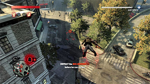 After losing about 2/3 of his energy bar, bio-bomber will start to flee - [Main mission 19] A Maze of Blood | Main missions - Main missions - Prototype 2 Game Guide