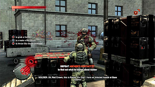 During this fight I definitely recommend testing the offensive attack with bio-bomb (this is also a requirement to complete the bonus objective) - [Main mission 19] A Maze of Blood | Main missions - Main missions - Prototype 2 Game Guide