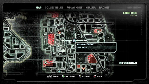 In order to start this mission, you have to get to location [787, 1325], specifically to the shiny circle on the buildings rooftop - [Main mission 22] The Descent | Main missions - Main missions - Prototype 2 Game Guide