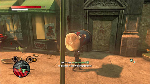 Run to any of barrels, but watch out for brawlers, who will try to interrupt your actions - [Main mission 24] Burned from Memory | Main missions - Main missions - Prototype 2 Game Guide