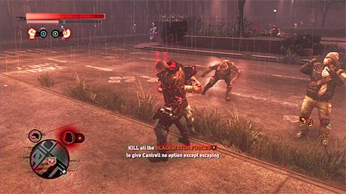 At the end take care of standard Blackwatch soldiers, but if you want to fight them on the main base square, first destroy local gun towers using rocket or grenade launchers or large objects which can be thrown - [Main mission 25] Last Resort | Main missions - Main missions - Prototype 2 Game Guide