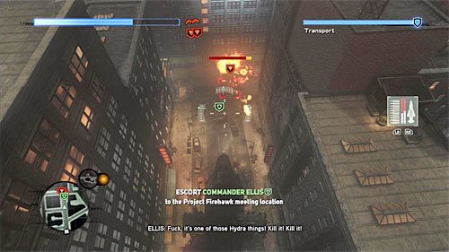 As in the rest of this mission you have to protect the APC, you should lower your altitude, unless you have problems with maneuvering between buildings - [Main mission 26] Fly in the Ointment | Main missions - Main missions - Prototype 2 Game Guide