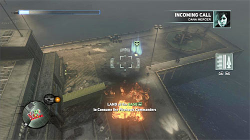 The landing pad is located in location [480, 887] and you have to lower your altitude to approach the shiny circle - [Main mission 26] Fly in the Ointment | Main missions - Main missions - Prototype 2 Game Guide