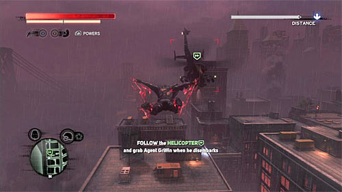 During following the helicopter rely on long jumps and glide option, trying to keep an eye on the machine, because tracking it based only on the green icon visible on the screen is much more difficult - [Main mission 27] Divine Intervention | Main missions - Main missions - Prototype 2 Game Guide