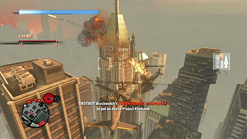 Each of indicated helicopters can be destroyed in many different ways - [Main mission 28] Operation Firehawk | Main missions - Main missions - Prototype 2 Game Guide