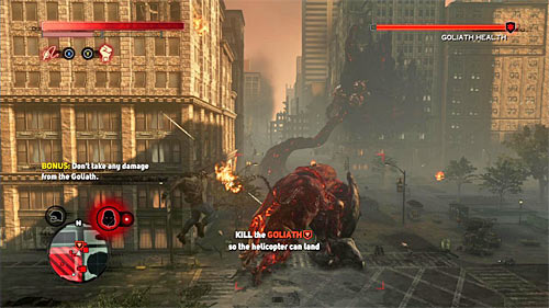 With this task is associated quite difficult bonus objective, while you cant get hurt during the fight with the goliath - [Main mission 29] Lost in the System | Main missions - Main missions - Prototype 2 Game Guide