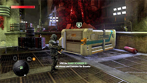 Try to consume one of the soldiers or scientists, because you can interact with the hand scanner (button B) only after shapeshifting - [Blacknet mission 2] Operation: Black Tulip | Blacknet missions - Blacknet missions - Prototype 2 Game Guide