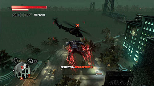 You have to destroy the helicopters flying over the green zone and the easiest way to eliminate them is to tear off their launchers - [Blacknet mission 6] Operation: Jack-Of-All-Trades | Blacknet missions - Blacknet missions - Prototype 2 Game Guide