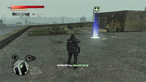 Fortunately you do not have to chase the helicopter, because your task is only to get to the shiny circle or the rooftop in location [864, 1306] - [Blacknet mission 8] Operation: Vivid Future | Blacknet missions - Blacknet missions - Prototype 2 Game Guide