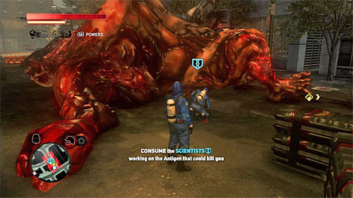 The scientist on the right shouldnt be now observed by anyone, so you can consume him without any additional actions - [Blacknet mission 9] Operation: Spotted Cat - p. 1 | Blacknet missions - Blacknet missions - Prototype 2 Game Guide