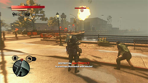 If the turret is not yet destroyed, keep throwing at it nearby vehicles - [Blacknet mission 9] Operation: Spotted Cat - p. 1 | Blacknet missions - Blacknet missions - Prototype 2 Game Guide