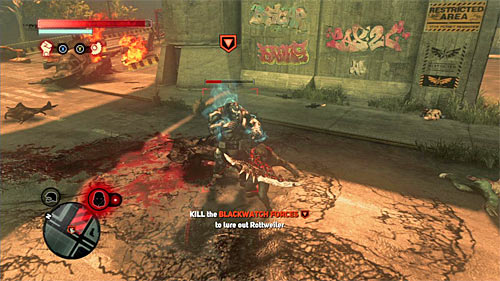 Regardless of the way you act, watch out for the base defensive turret and super soldiers (screen above) - [Blacknet mission 9] Operation: Spotted Cat - p. 2 | Blacknet missions - Blacknet missions - Prototype 2 Game Guide