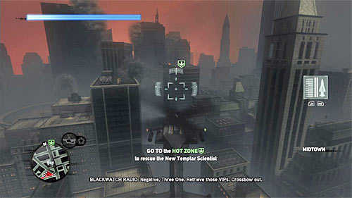 Take off to the safe altitude (right trigger) and head to the destination point in location [574, 295] - [Blacknet mission 12] Operation: Clockwork - p. 1 | Blacknet missions - Blacknet missions - Prototype 2 Game Guide