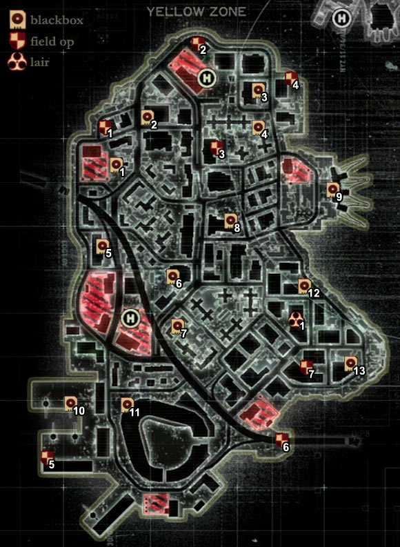MAP OF THE GREEN ZONE - Maps of New York | Secrets - Secrets - Prototype 2 Game Guide