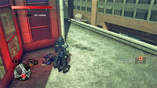 You can find the body on one of the lower balconies of the building - Yellow Zone - p. 1 | Secrets - Secrets - Prototype 2 Game Guide