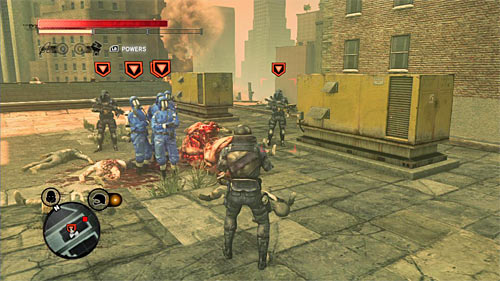 You can find the squad on the buildings rooftop - Red Zone - p. 2 | Secrets - Secrets - Prototype 2 Game Guide
