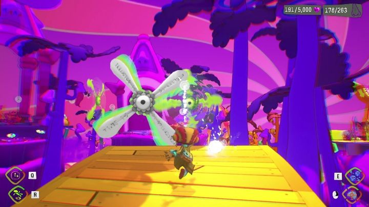 To go on, you need to jump and climb the green elements, and then stop a few objects that move too fast to get further - Psychonauts 2: PSI Kings Sensorium - walkthrough - Walkthrough - Psychonauts 2 Guide