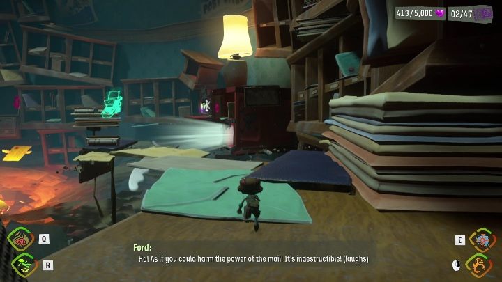 In this location you'll have to navigate on envelopes - Psychonauts 2: Crullers Correspondence - walkthrough - Walkthrough - Psychonauts 2 Guide