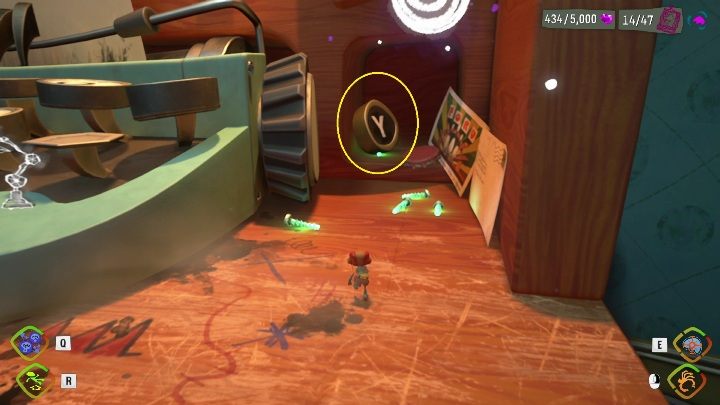 Once you reach the typewriter, you can freely pick up three of the keys - Psychonauts 2: Crullers Correspondence - walkthrough - Walkthrough - Psychonauts 2 Guide