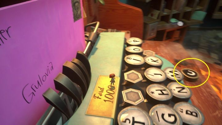 The C Key is right in front of the typewriter - Psychonauts 2: Crullers Correspondence - walkthrough - Walkthrough - Psychonauts 2 Guide