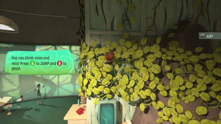 To get to this card, you need to jump on the vines that grow around the wall - Psychonauts 2: PSI Challenge Card, The Motherlobe - where to find? - The Motherlobe - Psychonauts 2 game guide