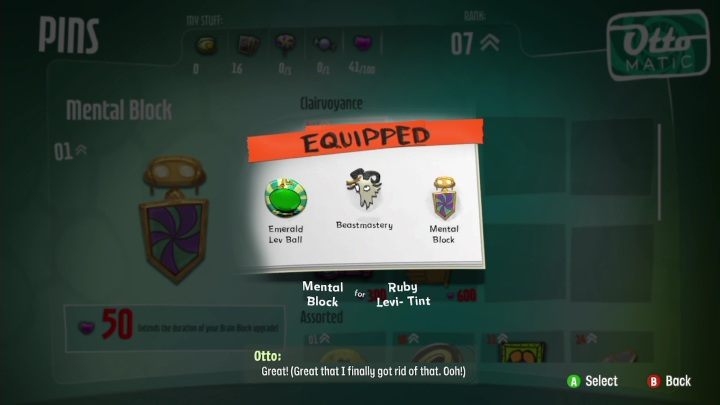 Each new pin purchased affects the character's stats - Psychonauts 2: Pins - Basics - Psychonauts 2 game guide