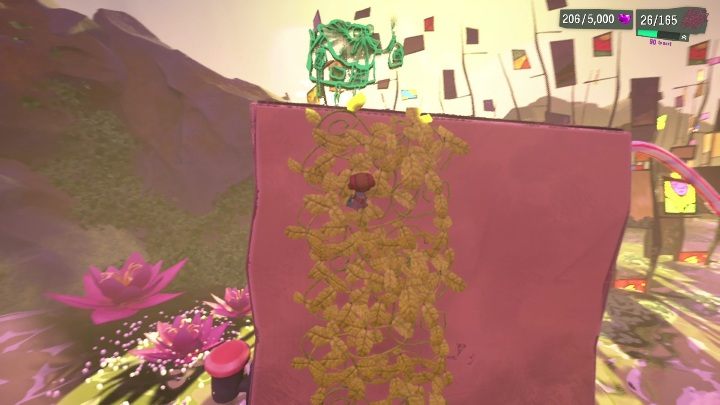 In the next part of the area you have to jump onto the leaves hanging off the pink wall - Psychonauts 2: Bobs Bottles - walkthrough - Walkthrough - Psychonauts 2 Guide