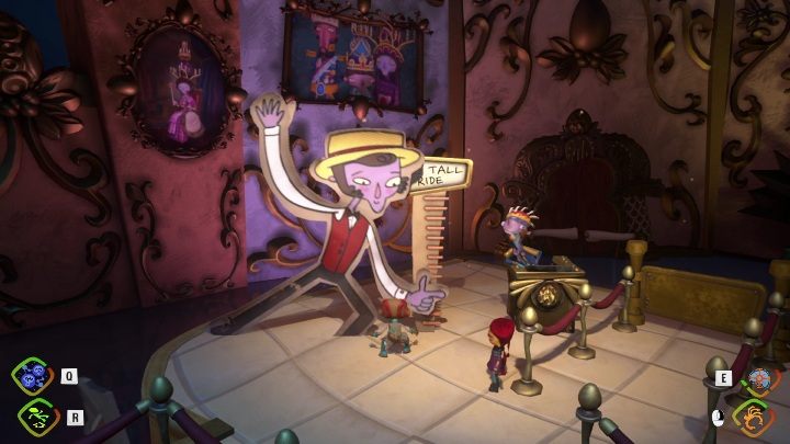 Hit the sign a few times - it'll fall and show the height your character can meet - Psychonauts 2: Fatherland Follies - walkthrough - Walkthrough - Psychonauts 2 Guide