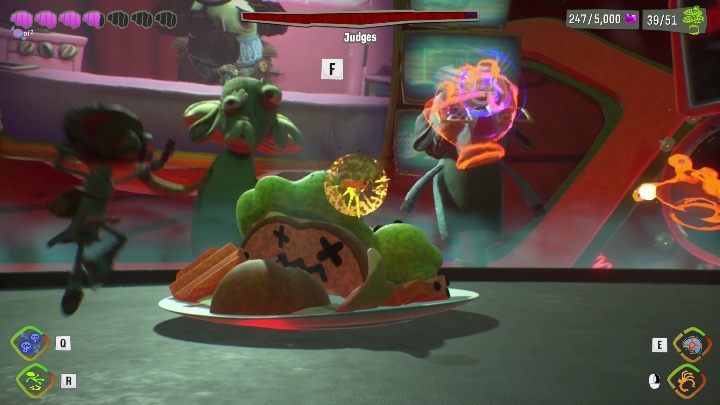 After defeating the smaller enemies, a plate of food will appear on the arena - Psychonauts 2: Judges boss fight - how to beat - Bosses - Psychonauts 2 Guide