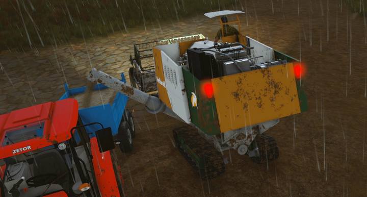 Because the pipe is rather short, you can only use a small trailer to empty the harvester. - Visiting Japan | Story mode walkthrough Pure Farming 2018 - Story Mode - Pure Farming 2018 Game Guide