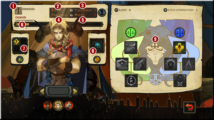 Lets emphasize here, that the outcasts can only learn four skills, unlocked along progressing to higher levels (5 levels tops) - Gameplay basics - Game Guide - Pyre Game Guide