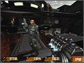 After short walk, youll see the bigger room, which is growing from enemies - Tram Hub Station - Walkthrough - Quake 4 - Game Guide and Walkthrough