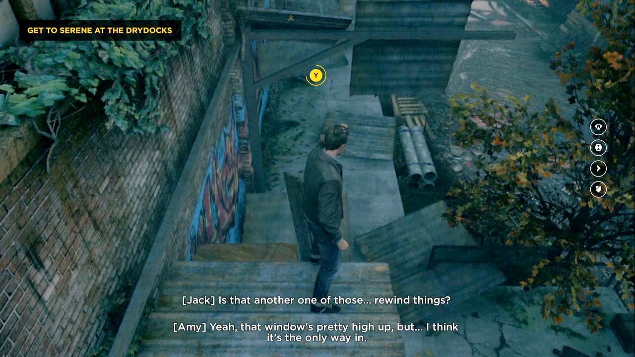 Repair the tin roof - use Time Vision to search for object that can be repaired - Act II - Industrial Area - Walkthrough - Quantum Break - Game Guide and Walkthrough