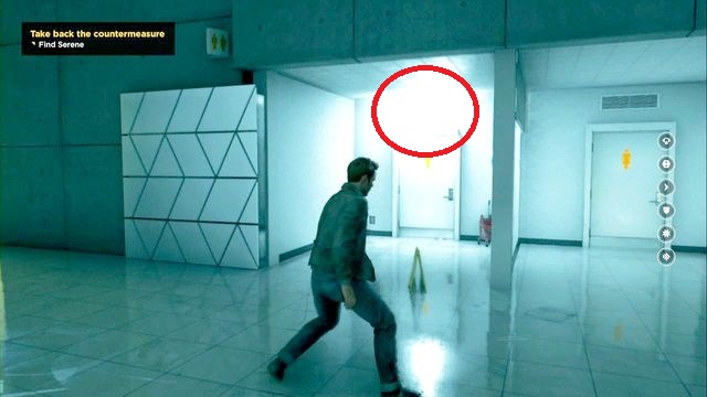 It is easy to miss the source above the toilets - Act V - Monarch HQ - Walkthrough - Quantum Break - Game Guide and Walkthrough