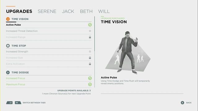 Ability upgrade screen. - Comparison of skills and upgrades - Skills - Quantum Break - Game Guide and Walkthrough