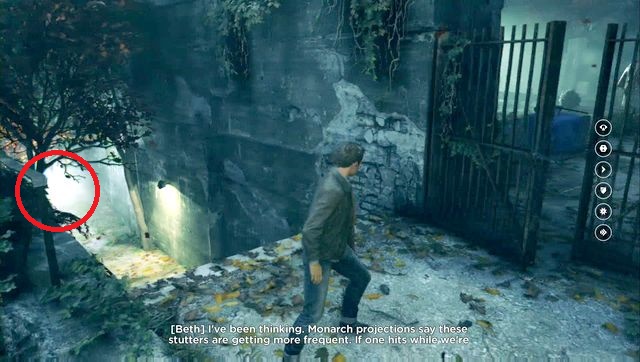 Go down the stairs to collect the secret. - Chronon Sources (act III) - Secrets - Quantum Break - Game Guide and Walkthrough