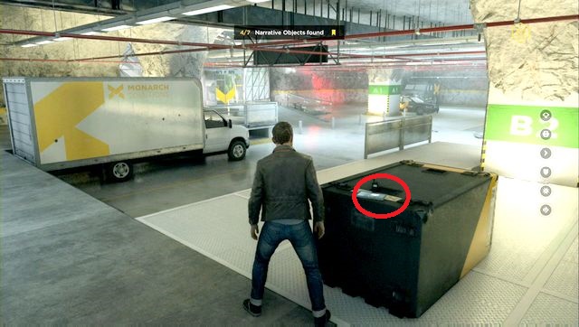 Quantum Ripple, in the form of an eBook, is situated on a chest, in the parking lot - Act III, part 2 - Monarch Gala - Walkthrough - Quantum Break - Game Guide and Walkthrough