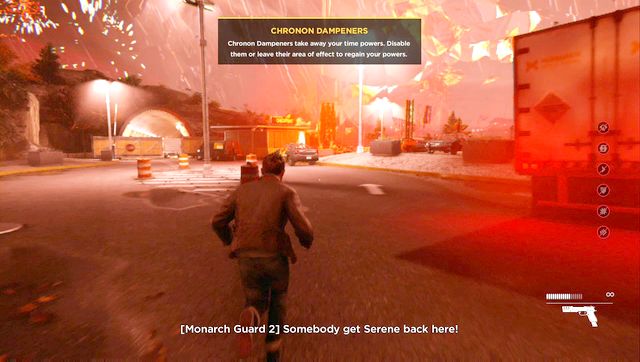 First, reach the dampener and deactivate the power field that blocks your powers - Act III, part 2 - Monarch Gala - Walkthrough - Quantum Break - Game Guide and Walkthrough