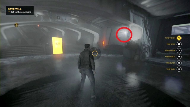 There is a Chronon Source in the corridor - Act V, part 2 - Return To The University - Walkthrough - Quantum Break - Game Guide and Walkthrough