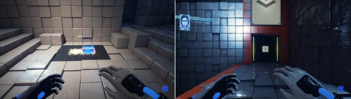 Use the action button on one of the white squares located on the ground and then step on it - QUBE 2 - Chapter 1 - Forgotten Roots - Walkthrough - Q.U.B.E. 2 Game Guide