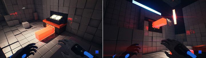 Use the appropriate button and slide out the orange cube located to the right of the console - QUBE 2 - Chapter 1 - Forgotten Roots - Walkthrough - Q.U.B.E. 2 Game Guide