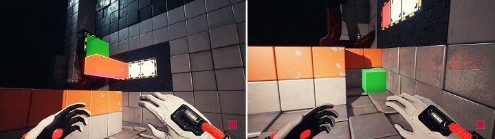 Activate the orange cube on the panel and place the green cube on top of it - QUBE 2 - Chapter 3 - House of Leaves - Walkthrough - Q.U.B.E. 2 Game Guide